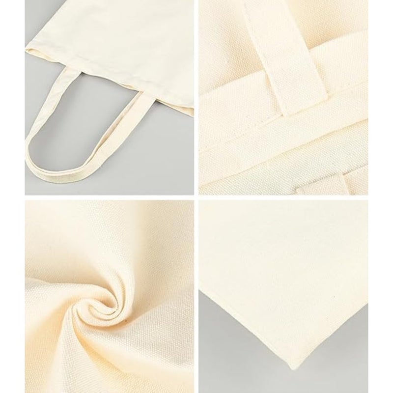 25 Pcs Multi Purpose Canvas Tote Bags, Natral Color Recycled Cotton Tote Bags, Lightweight Blank Bulk Cloth Bag, Reusable Grocery Super Strong Great for Shopping Bags DIY Gift Bags - Image 5