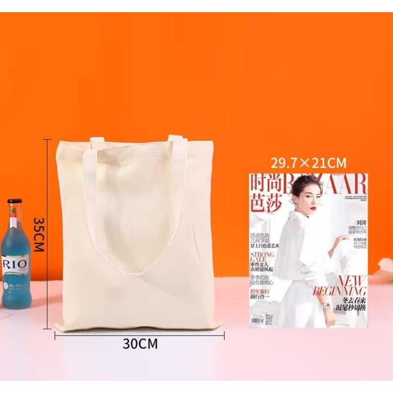 25 Pcs Multi Purpose Canvas Tote Bags, Natral Color Recycled Cotton Tote Bags, Lightweight Blank Bulk Cloth Bag, Reusable Grocery Super Strong Great for Shopping Bags DIY Gift Bags - Image 2