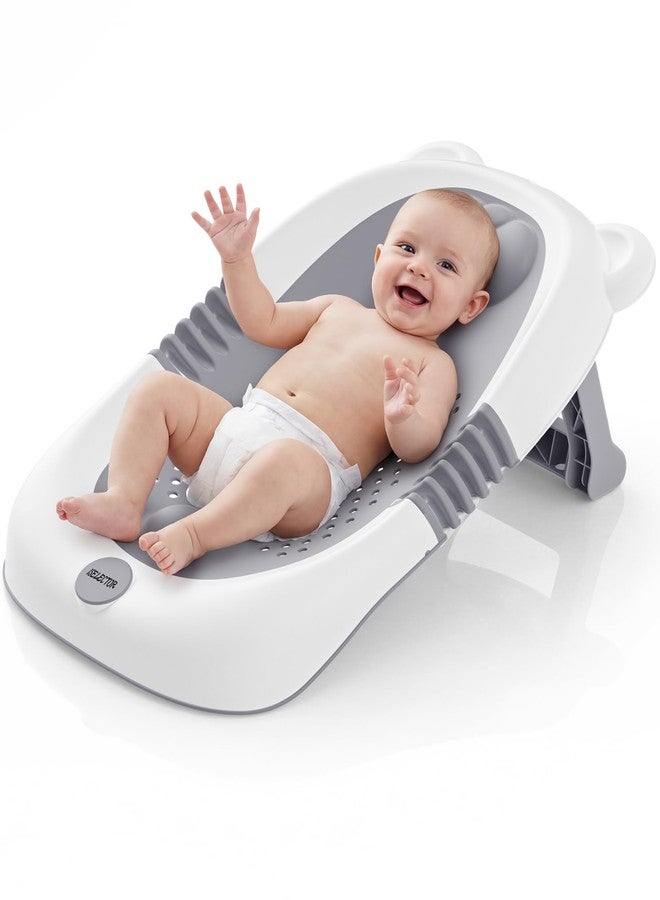 ISELECTOR Baby Bath Support Foldable Baby Bathtub Bath Tub for Newborn Infant Baby Bath Seat with Non-Slip Suction Cup 0-6 Months Infant Essentials Must Haves Ideal for Newborn Gifts (Grey) - Image 1