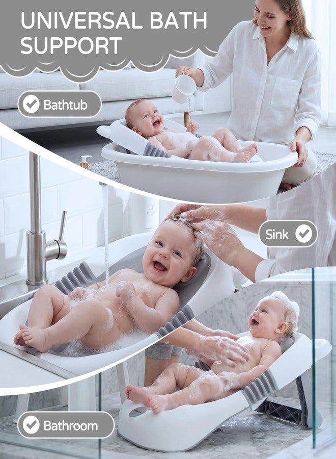 ISELECTOR Baby Bath Support Foldable Baby Bathtub Bath Tub for Newborn Infant Baby Bath Seat with Non-Slip Suction Cup 0-6 Months Infant Essentials Must Haves Ideal for Newborn Gifts (Grey) - Image 2