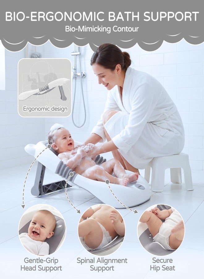 ISELECTOR Baby Bath Support Foldable Baby Bathtub Bath Tub for Newborn Infant Baby Bath Seat with Non-Slip Suction Cup 0-6 Months Infant Essentials Must Haves Ideal for Newborn Gifts (Grey) - Image 3