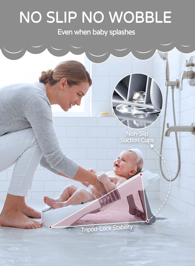 ISELECTOR Baby Bath Support Foldable Baby Bathtub Bath Tub for Newborn Infant Baby Bath Seat with Non-Slip Suction Cup 0-6 Months Infant Essentials Must Haves Ideal for Newborn Gifts (Grey) - Image 4
