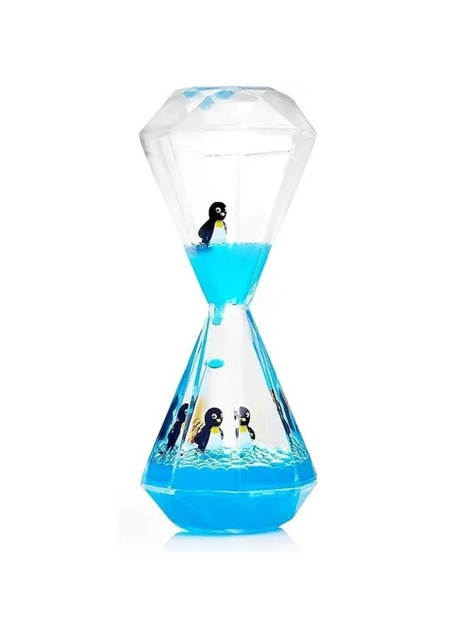 Blue Penguin Liquid Motion Timer Acrylic Oil Drip Clock Holiday Bubble Hourglass Home Decor Gift - Image 1