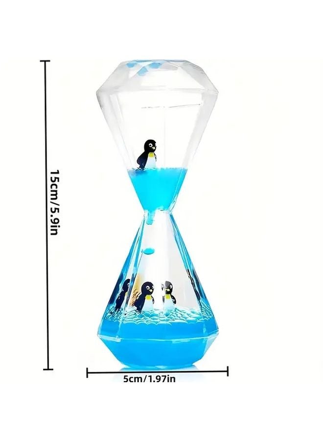 Blue Penguin Liquid Motion Timer Acrylic Oil Drip Clock Holiday Bubble Hourglass Home Decor Gift - Image 4