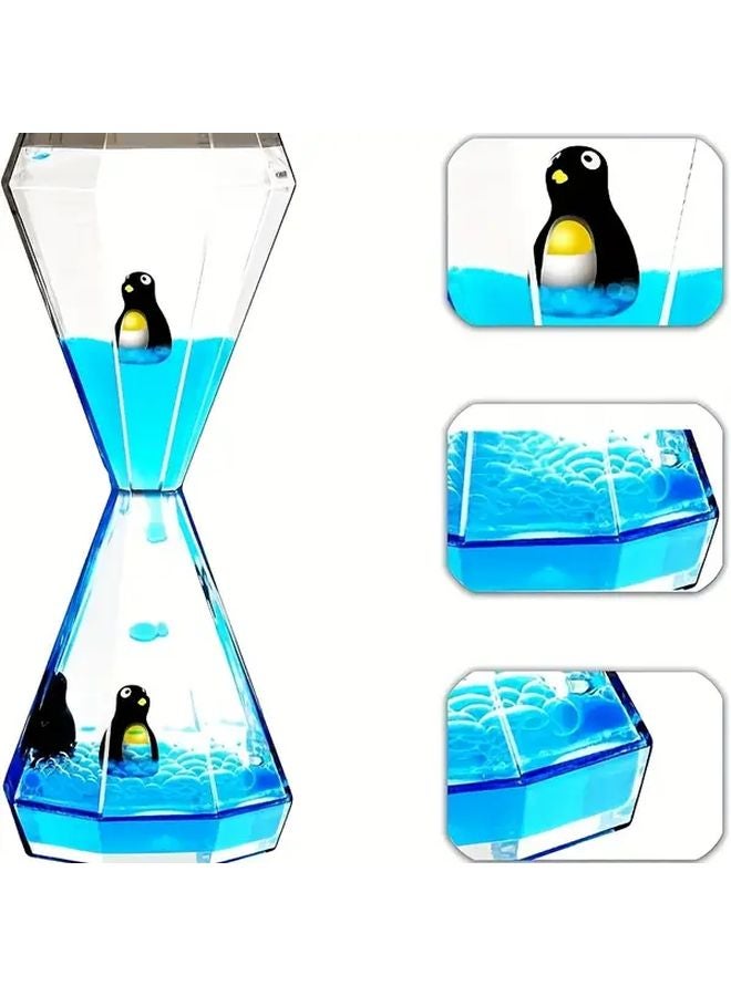 Blue Penguin Liquid Motion Timer Acrylic Oil Drip Clock Holiday Bubble Hourglass Home Decor Gift - Image 3