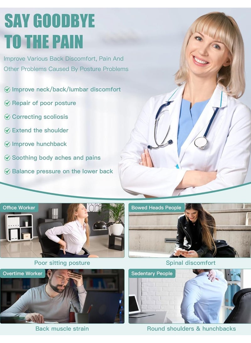 L Size Back Brace Posture Corrector for Women Men Full Back Support Adjustable Lightweight Invisible Under Clothes for Scoliosis Hunchback Neck Shoulder Lumbar Pain Relief - Image 3