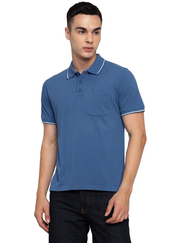 AMERICAN CREW Polo Collar T-Shirts with Pocket Combo Pack of 2 (AC29-XL_Element Blue & Aqua) - Image 2