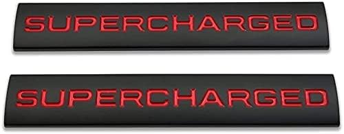Generic GAPPORE 2pcs Metal Supercharged Emblem Car Logo Premium Auto Badge Rear Trunk Sticker Side Fender Decal (Black&Red) - Image 2