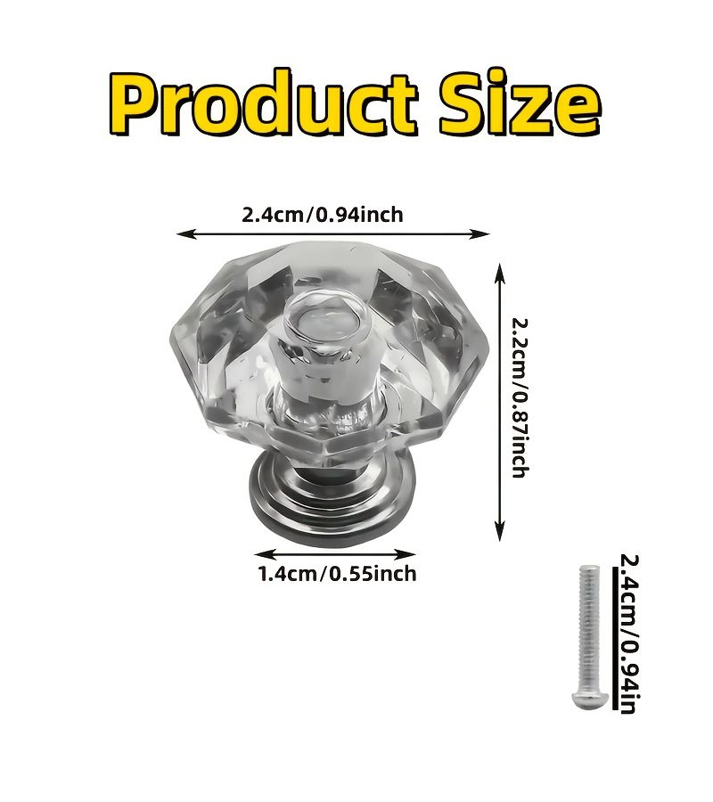 25 Pack Silvery Clear White Yellow Drawer Pulls Handles 24mm Translucent Acrylic Cabinet Knobs Modern Minimalist Hardware for Kitchen Bathroom Wardrobe Easy To Install 2 Colors - Image 3