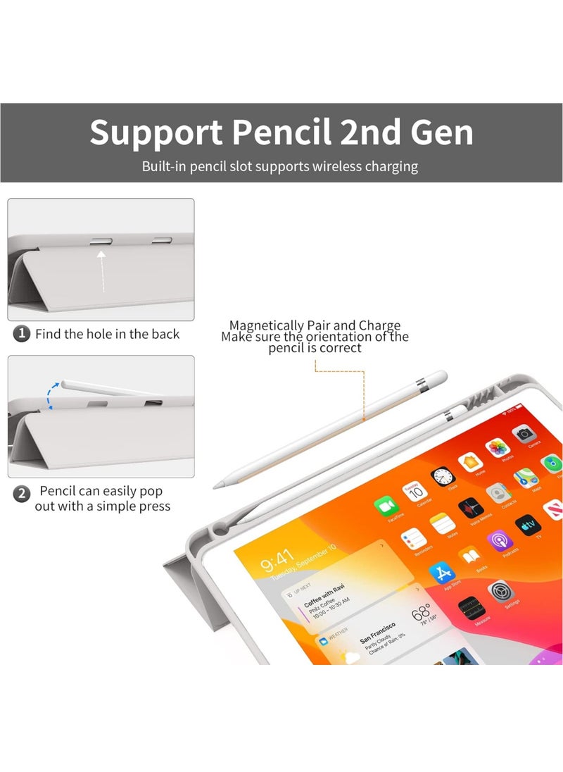 روك بو - حافظة لجهاز Apple iPad 10.2 بوصة 2021/2020/2019 (9th/8th/7th) مع حامل قلم، غطاء رفيع للكمبيوتر اللوحي مع ظهر ناعم من مادة TPU، إيقاظ/سكون تلقائي لجهاز iPad 10.2 بوصة - Image 1