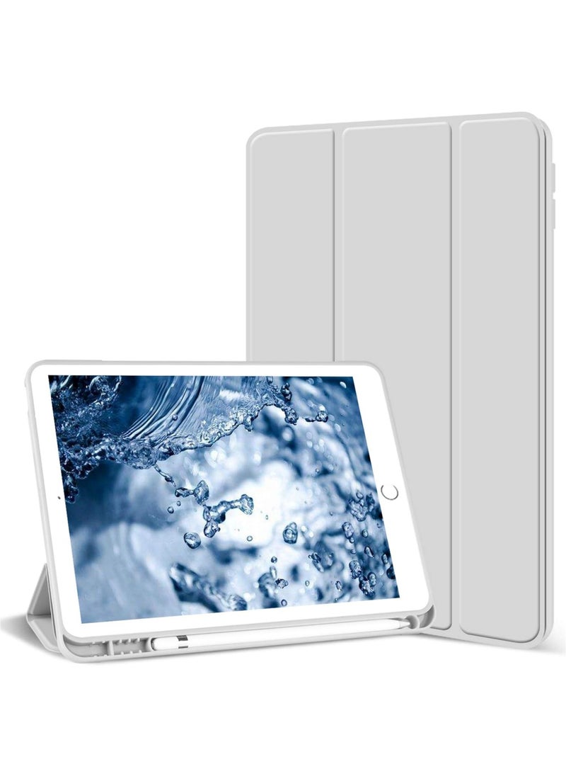 روك بو - حافظة لجهاز Apple iPad 10.2 بوصة 2021/2020/2019 (9th/8th/7th) مع حامل قلم، غطاء رفيع للكمبيوتر اللوحي مع ظهر ناعم من مادة TPU، إيقاظ/سكون تلقائي لجهاز iPad 10.2 بوصة - Image 1