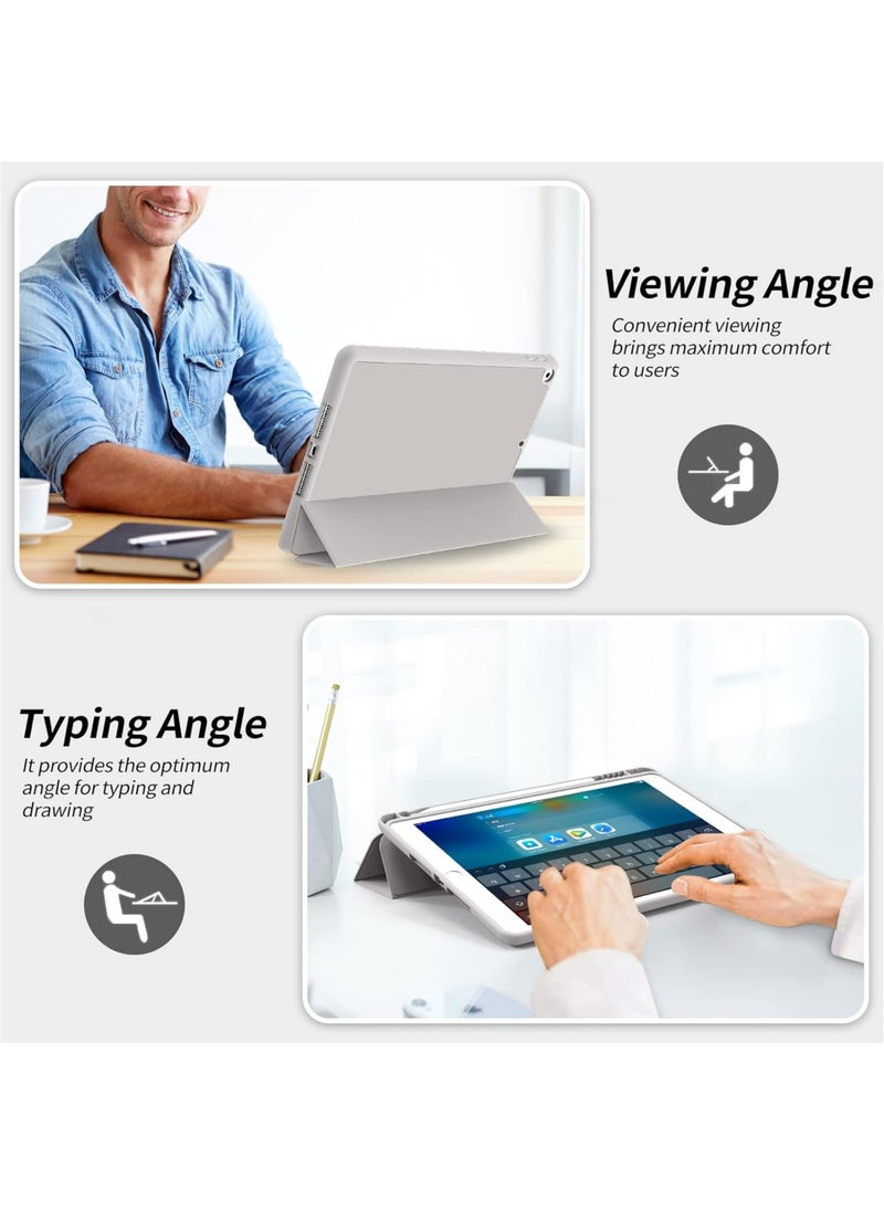 روك بو - حافظة لجهاز Apple iPad 10.2 بوصة 2021/2020/2019 (9th/8th/7th) مع حامل قلم، غطاء رفيع للكمبيوتر اللوحي مع ظهر ناعم من مادة TPU، إيقاظ/سكون تلقائي لجهاز iPad 10.2 بوصة - Image 1