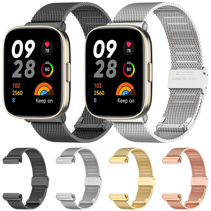 إيروريكس سوار ساعة Redmi Watch 3 مصنوع من المعدن والفولاذ الشبكي (ذهبي وردي) - Image 4