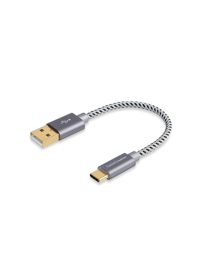 CableCreation CableCreation Short 0.5ft Braided Charging Adapter Type C to A USB Cable for Macbook 12-inch, Google ChromeBook Pixel,Nexus 5X/6P, and More (15cm, Grey)  - Image 1