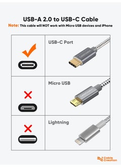 CableCreation CableCreation Short 0.5ft Braided Charging Adapter Type C to A USB Cable for Macbook 12-inch, Google ChromeBook Pixel,Nexus 5X/6P, and More (15cm, Grey)  - Image 4