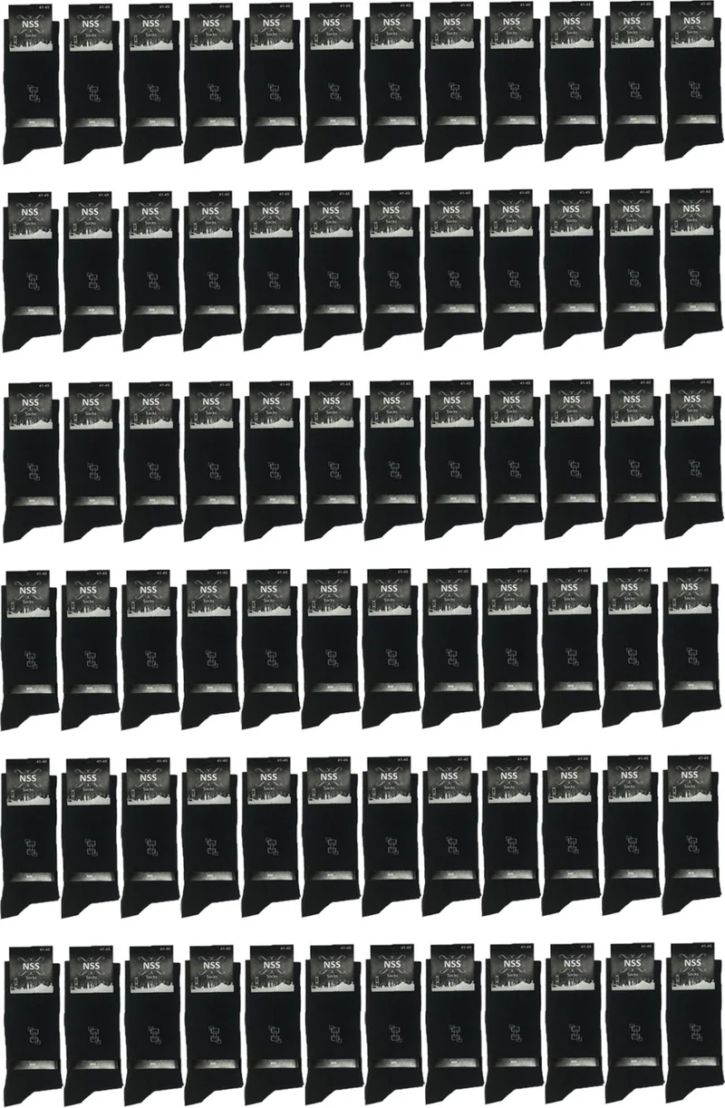 Bgk Men's 4 Season Cotton Black Economical Socks 72 Pairs Wholesale