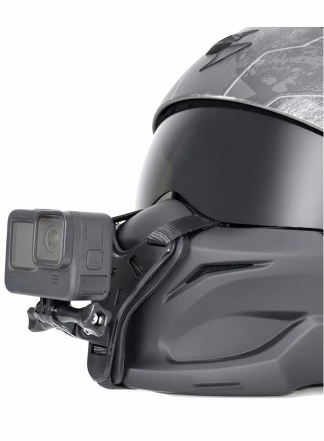 Motorcycle Helmet Chin Mount for Gopro Camera Helmet Strap Holder with Extension Swivel Arm Compatible with Hero 10/9/8/7/6/5 Dji Action Camera Motorcycle Helmet Chin Holder Bracket Accessories Black  - Image 3