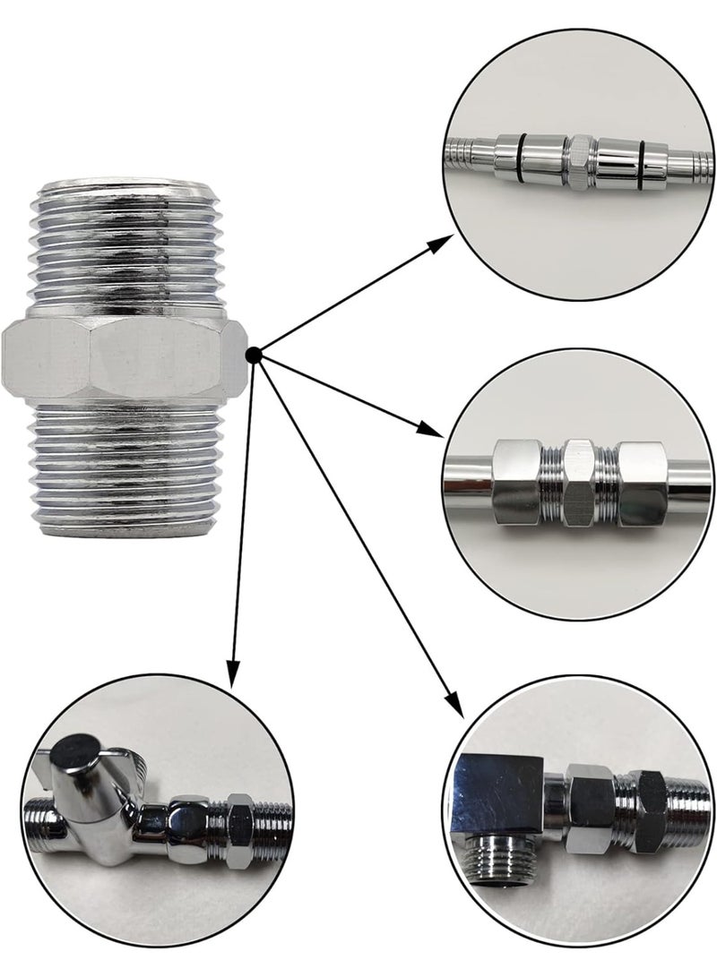 Solid Brass Hexagonal Pipe Fitting, Shower Hose Connector, NPT 2 Male x NPT1/2 Male, Shower Hose Extender, Brass Connector by G-SANY - Image 4
