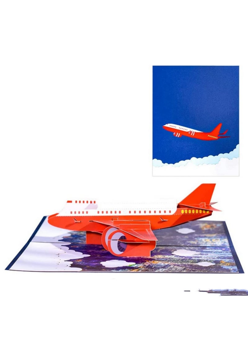 بطاقة عيد ميلاد ثلاثية الأبعاد للطائرات للأطفال، بطاقة تهنئة لرجل الأعمال أو الأب في يوم الأب، بطاقة تخرج هدية يدوية الصنع - Image 1