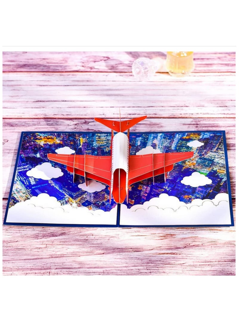 بطاقة عيد ميلاد ثلاثية الأبعاد للطائرات للأطفال، بطاقة تهنئة لرجل الأعمال أو الأب في يوم الأب، بطاقة تخرج هدية يدوية الصنع - Image 2