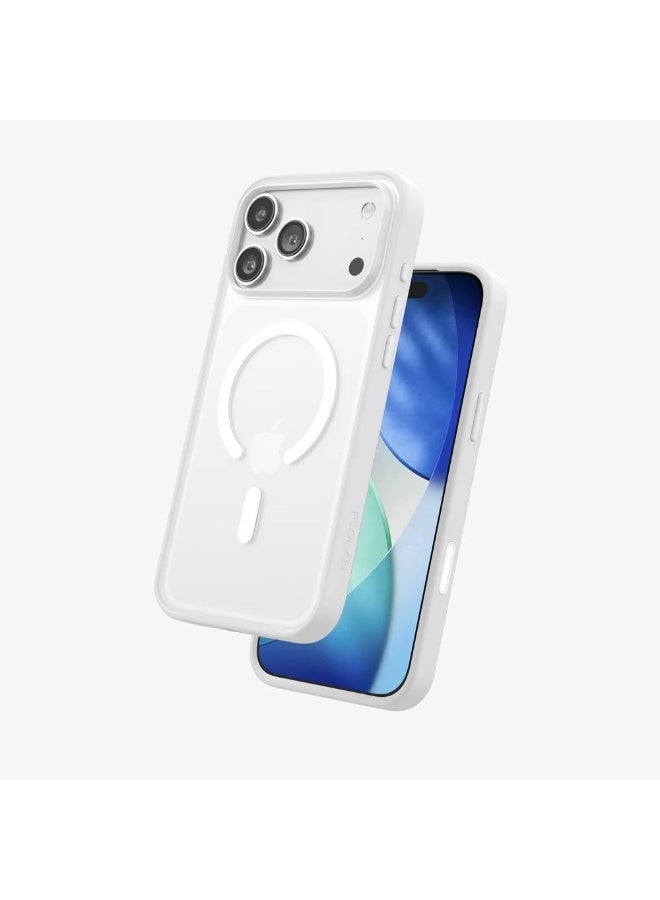 Denx Magnetic case for iPhone 17 Pro, High Grade Drop Protection with Shockproof Strip, Translucent Matte Back Phone Case | White