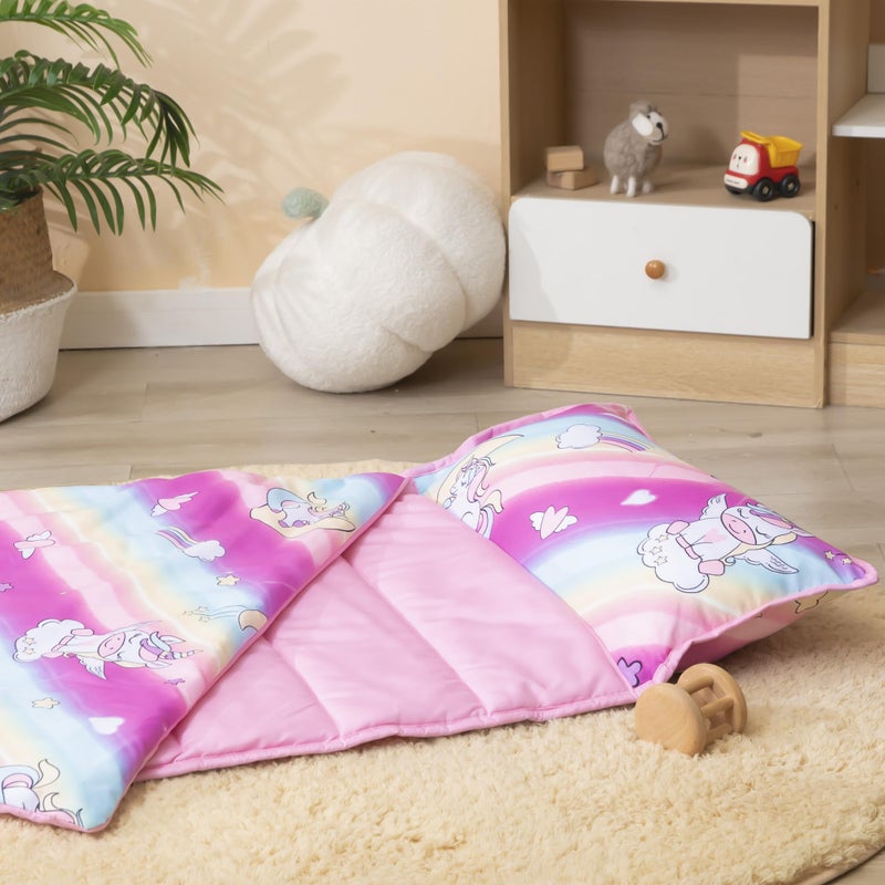 MORAIS Toddler Nap Mat with Removable Pillow and Blanket - 52" x 20" Lightweight and Soft Nap Mats for Preschool, Daycare, Travel Sleeping Bags - Image 5