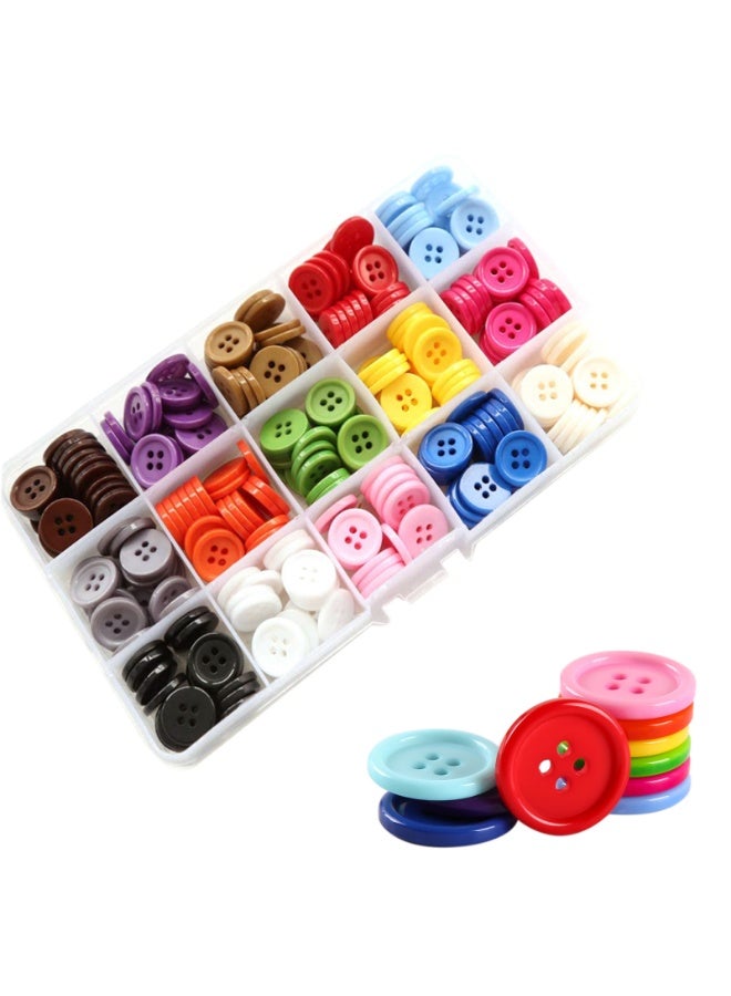 15mm Sewing Buttons, 4 Holes Flatback Buttons for DIY Decoration Craft,300PCS Random color  - Image 1
