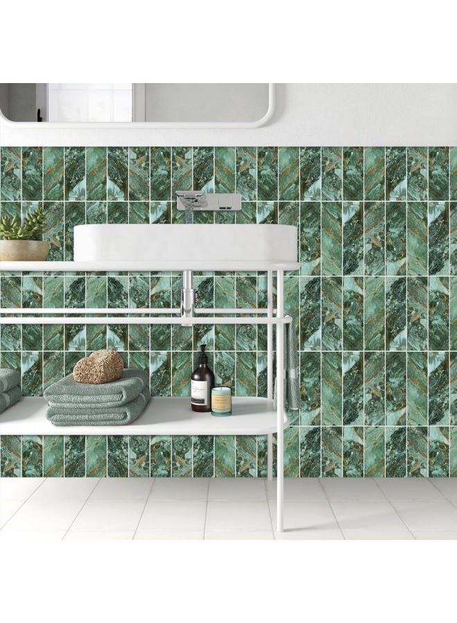 Homeart 32PCS Green Marble Peel and Stick Backsplash, 3” x 12” Stone Composite Metro Glossy Subway Tile Self Adhesive Stick on Wall Tiles for Kitchen Bathroom Fireplace - Image 5