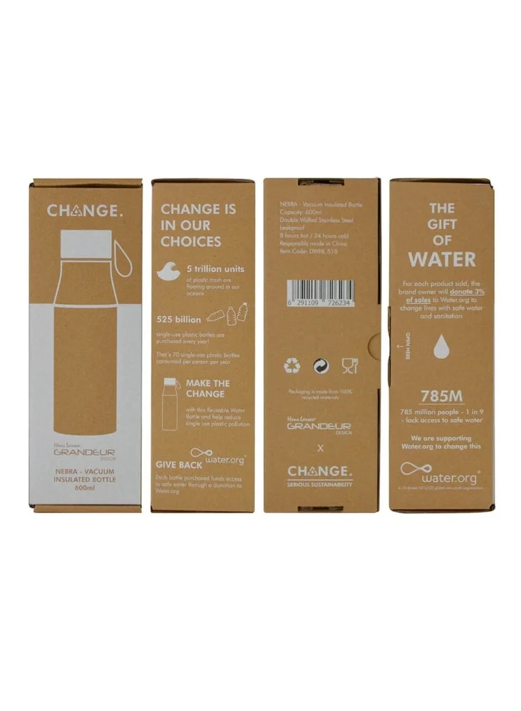 Hans Larsen White R-NEBRA - CHANGE Collection Recycled Stainless Steel Vacuum Bottle - White  | Best Price UAE