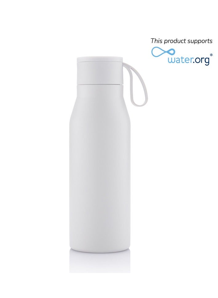 Hans Larsen R-NEBRA - CHANGE Collection Recycled Stainless Steel Vacuum Bottle - White - Image 1