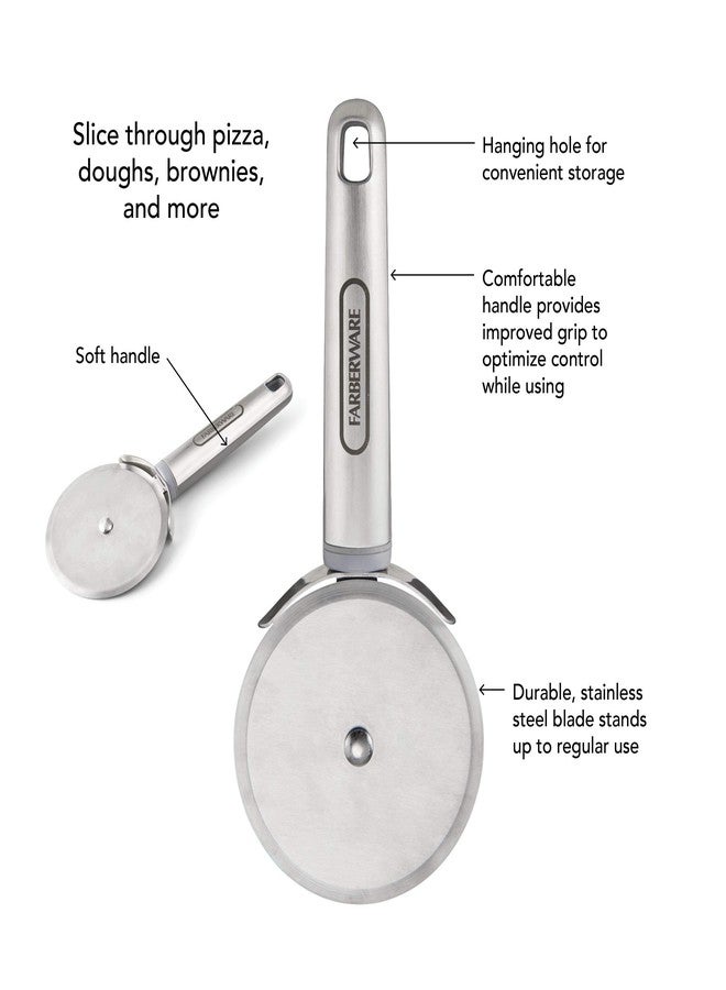 فاربرواير عجلة تقطيع البيتزا الاحترافية من فاربروير، مصنوعة من الفولاذ المقاوم للصدأ، بمقبض ناعم ومريح، لتقطيع البيتزا والحلويات وغيرها، آمنة للغسل في غسالة الأطباق، مزودة بفتحة للتعليق لسهولة التخزين، مقاس 8.5 بوصة، لون رمادي - Image 5