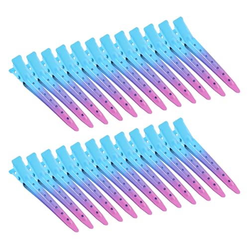 Bantoye 24 Packs Duck Bill Clips, Bantoye 2.75 Inches Rustproof Metal Alligator Curl Clips with Holes for Hair Styling, Hair Coloring, Gradient Blue - Image 1