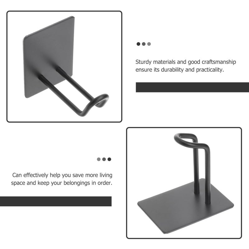 4pc Stainless Steel Adhesive Hooks No Drill Wall Towel Rack Coat Hanger Set Black Bathroom Kitchen - Image 4