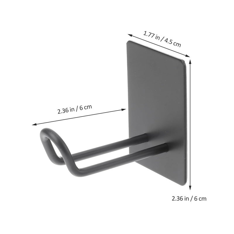 4pc Stainless Steel Adhesive Hooks No Drill Wall Towel Rack Coat Hanger Set Black Bathroom Kitchen - Image 3