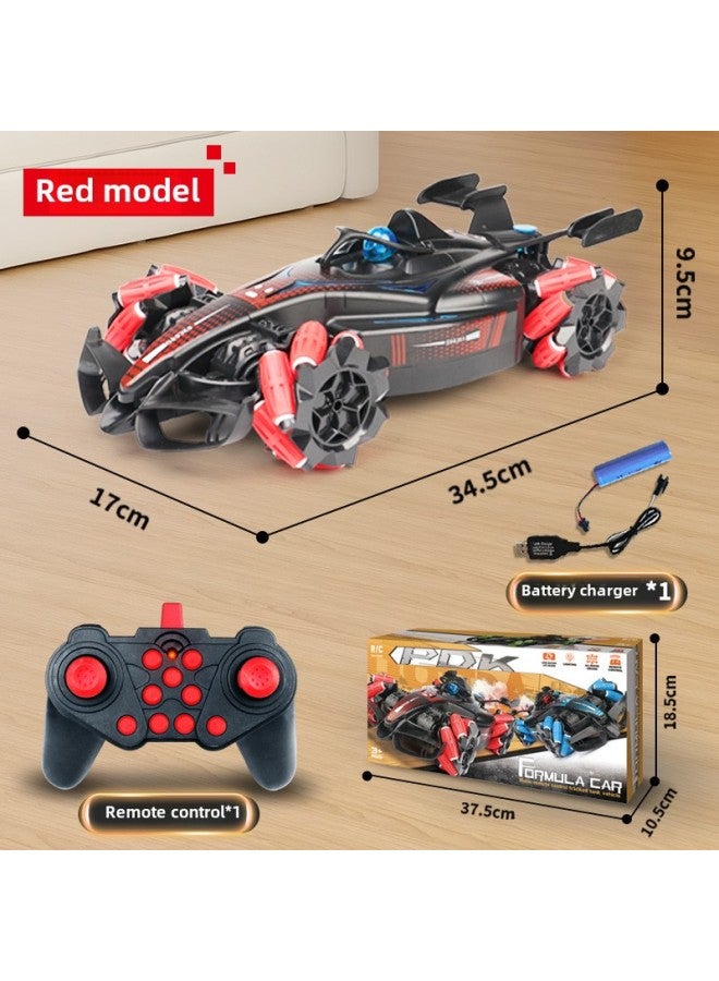 Children's Remote Control Stunt Racing F1 Formula Four-wheel Drive Music Spray Will Drift Off-road Remote Control Car Toys-Color:【red】 Large Size 34.5cmf1 Spray Remote Control Car-Scale:Comes With 1 Set Of Rechargeable Batteries + Charger - Image 1