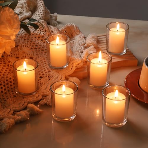 BTGLLAS 6pcs Clear Glass Tea Light Holders - Votive Candle Holders Bulk for Weddings Events - Glass Votives for Wedding Centerpieces, Christmas, Thanksgiving - Candle Accessories Decor (6, Clear) - Image 4