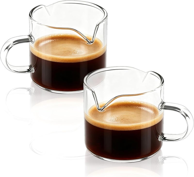 BCnmviku Shot Glasses Espresso Parts Double Spouts Milk Cup Clear Glass (Clear Glass-2Pack) - Image 1