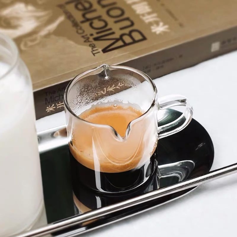 BCnmviku Shot Glasses Espresso Parts Double Spouts Milk Cup Clear Glass (Clear Glass-2Pack) - Image 4