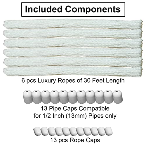Rainbow Drywell 6 Nylon Ropes, 13 Abs Pipe Caps and 13 Rope Caps for Individual Drop-Down Ceiling Cloth Dryer Model, White - Image 2