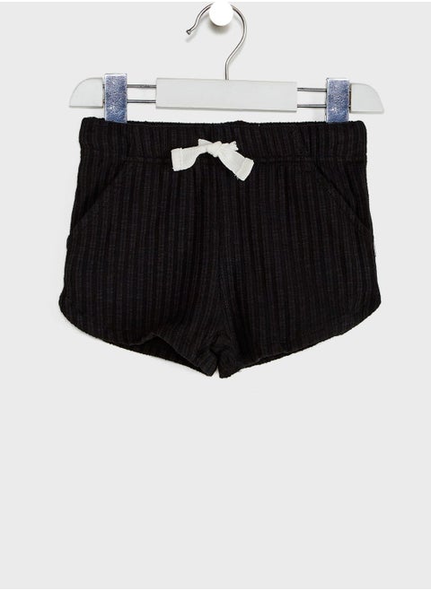 Kids Ribbed Tie Waist Shorts