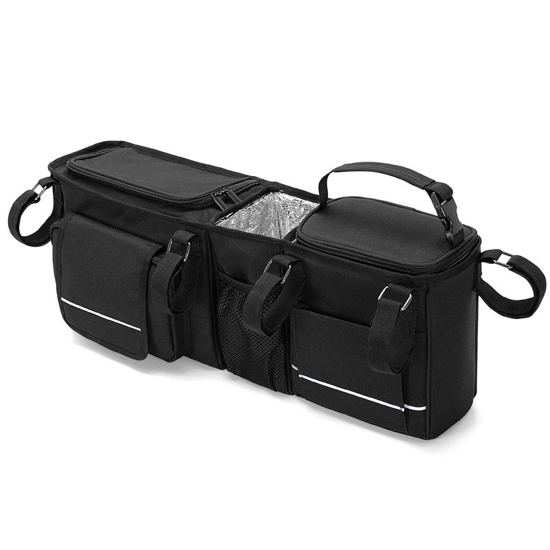 HODRANT Double Stroller Organizer Compatible with BOB Duallie & Compatible with Baby Jogger City Mini GT2 Stroller, Double Stroller Parent Console with Detachable Cooler & Cup Holder, Patent Pending - Image 1