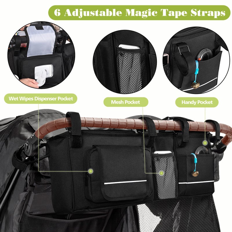 HODRANT Double Stroller Organizer Compatible with BOB Duallie & Compatible with Baby Jogger City Mini GT2 Stroller, Double Stroller Parent Console with Detachable Cooler & Cup Holder, Patent Pending - Image 5