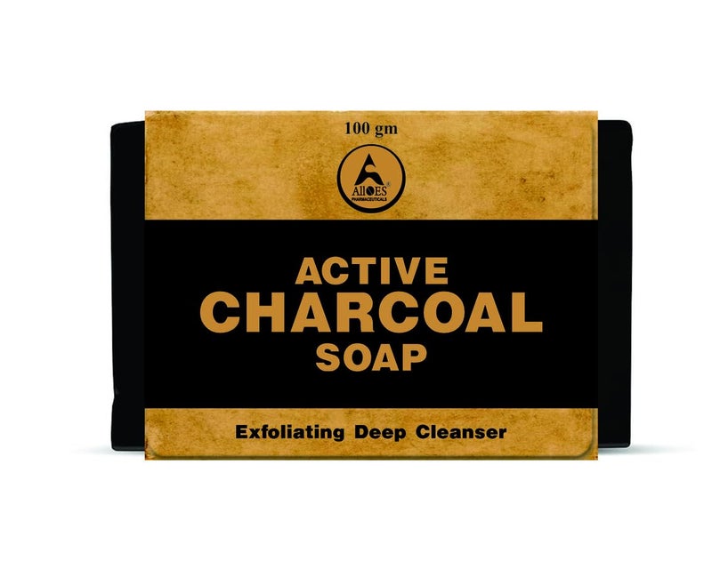 ALLOES PHARMACEUTICALS Alloes Activated Charcoal Soap For Men  Women  999 Germ Protection  Deep Cleansing  Skin whitening  Preventing Acne  Pimple Problem  Make Skin Healthy  Nourished  Reduce Taning  pack of 2 