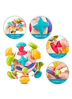 Captaintech Baby Teething Toys - Baby teethers Relief Sensory Montessori Toys - Gifts for Newborn Infant Boys Girls 0 3 6 9 12 18 Months - 1 one Year Old Baby Rattle chew Toys- Toddler Travel Learning Toys  - Image 2