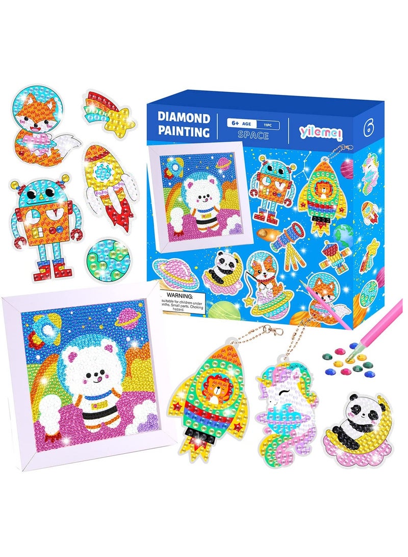 Excefore 5D Mosaic Arts And Crafts For Kids Ages 8-12 Girls, Diamond Painting Sticker Keychains Set, Number Painting Craft Gem Sticker Kit, SQ6006  - Image 1