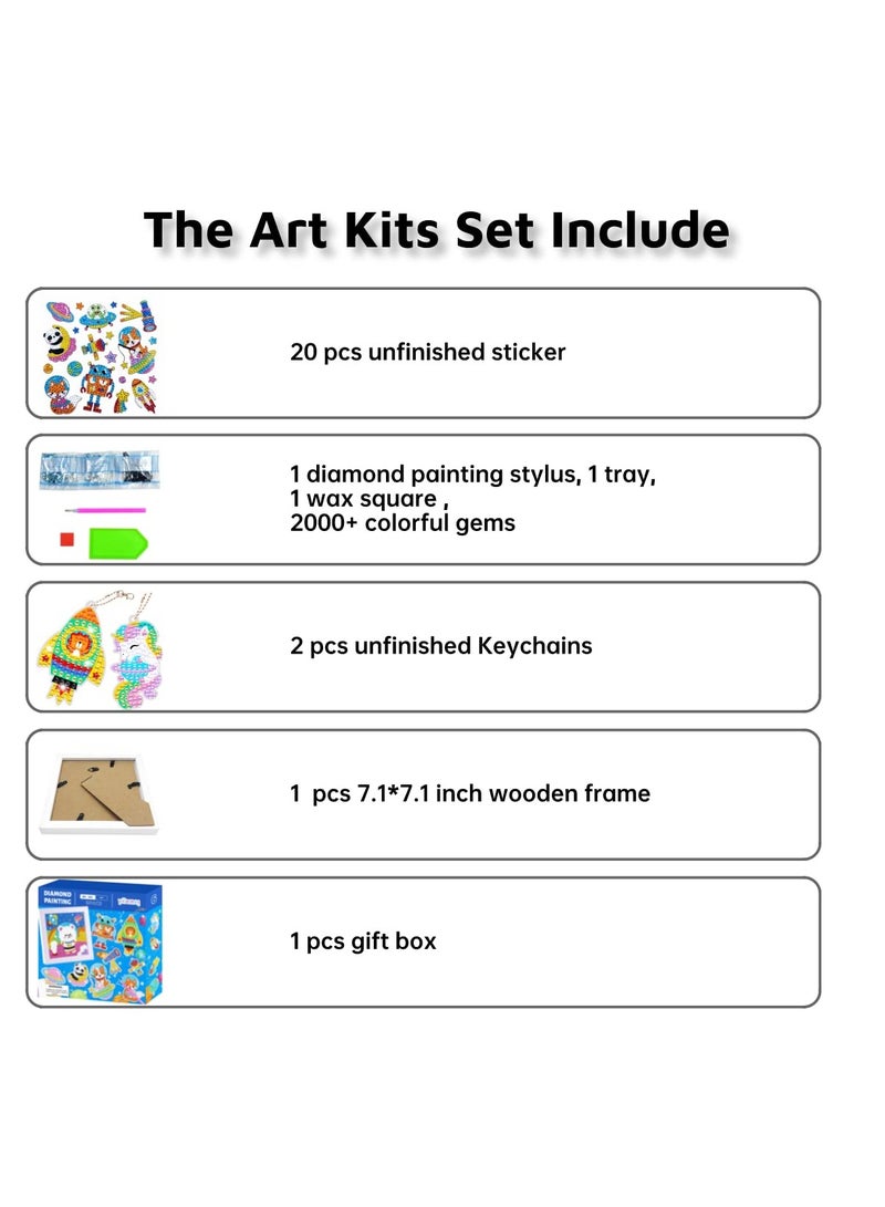 Excefore 5D Mosaic Arts And Crafts For Kids Ages 8-12 Girls, Diamond Painting Sticker Keychains Set, Number Painting Craft Gem Sticker Kit, SQ6006  - Image 4