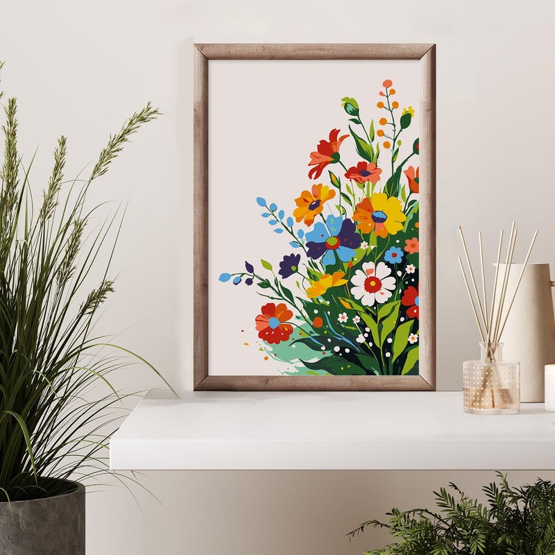 Possoco Framed Paint by Numbers Kit for Adults Beginner & Kids, Flowers Easy Adult Paint by Number Kits on Canvas, DIY Colorful Acrylic Number Painting for Adults for Home Decor Gift 8x12 Inch - Image 2