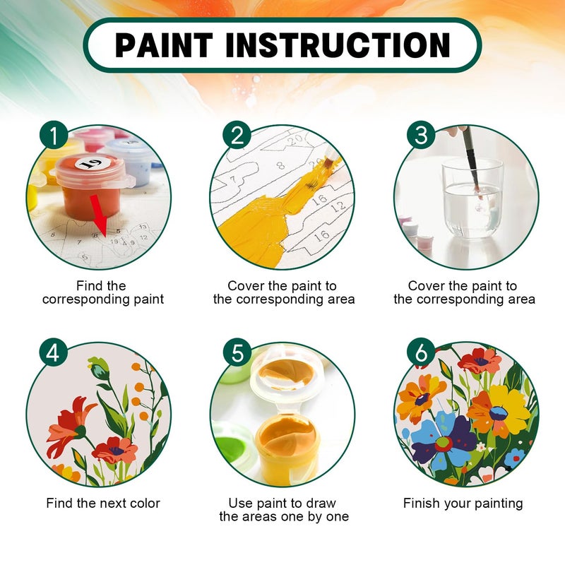 Possoco Framed Paint by Numbers Kit for Adults Beginner & Kids, Flowers Easy Adult Paint by Number Kits on Canvas, DIY Colorful Acrylic Number Painting for Adults for Home Decor Gift 8x12 Inch - Image 4