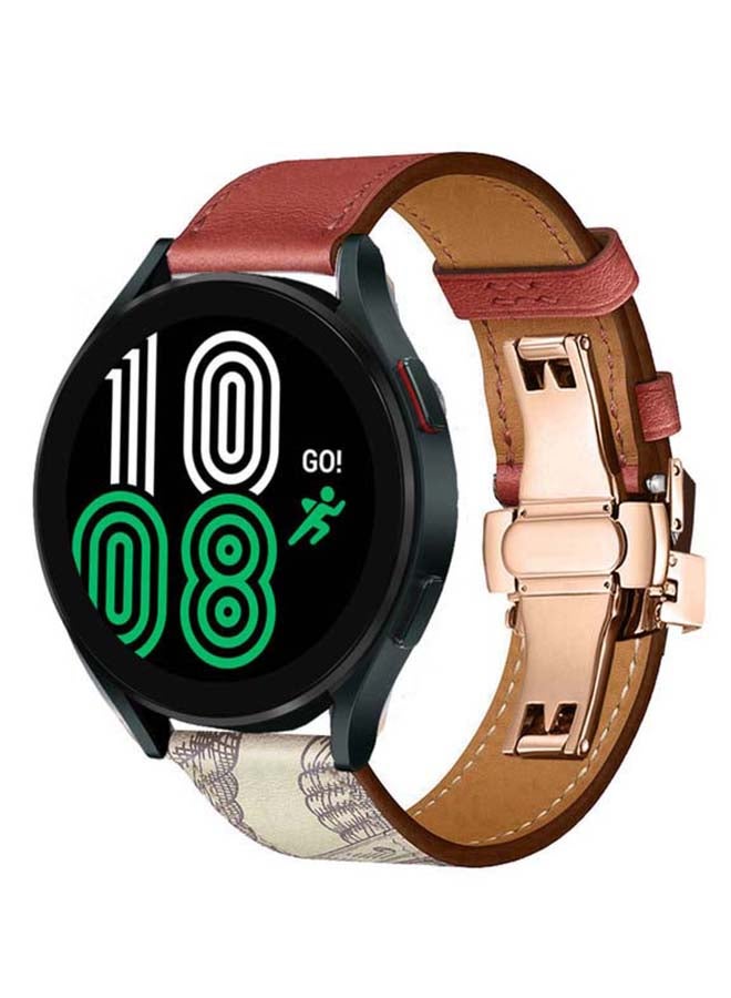 بيرفيي سوار بديل من الجلد الطبيعي لساعة سامسونج جالاكسي 4 مقاس 40/44 مم أحمر - Image 2