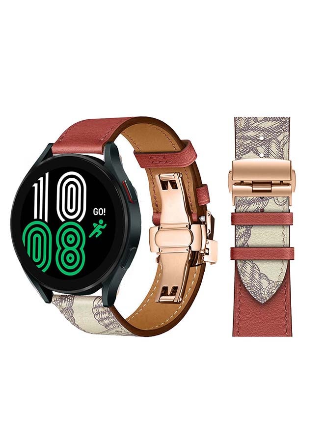 بيرفيي سوار بديل من الجلد الطبيعي لساعة سامسونج جالاكسي 4 مقاس 40/44 مم أحمر - Image 1